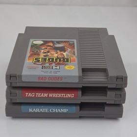 Bad Dudes Karate Champ Tag Team Wrestling Nintendo NES Video Game Lot Tested