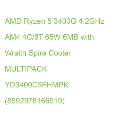 AMD Ryzen 5 3400G 4.2GHz AM4 4C/8T 65W 6MB with Wraith Spire Cooler MULTIPACK YD