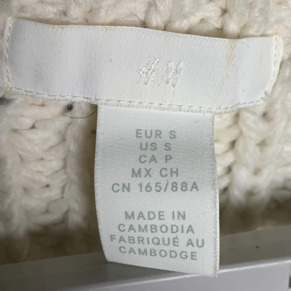 H&M Chunky Knit Sweater Small Cropped Poly Acrylic Wool Blend Cozy Retro Y2K - Image 3 of 4