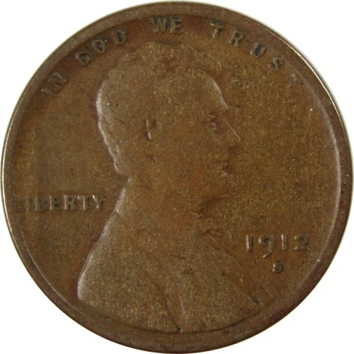 1912 S Lincoln Wheat Cent AG About Good Penny 1c Coin SKU:I26150