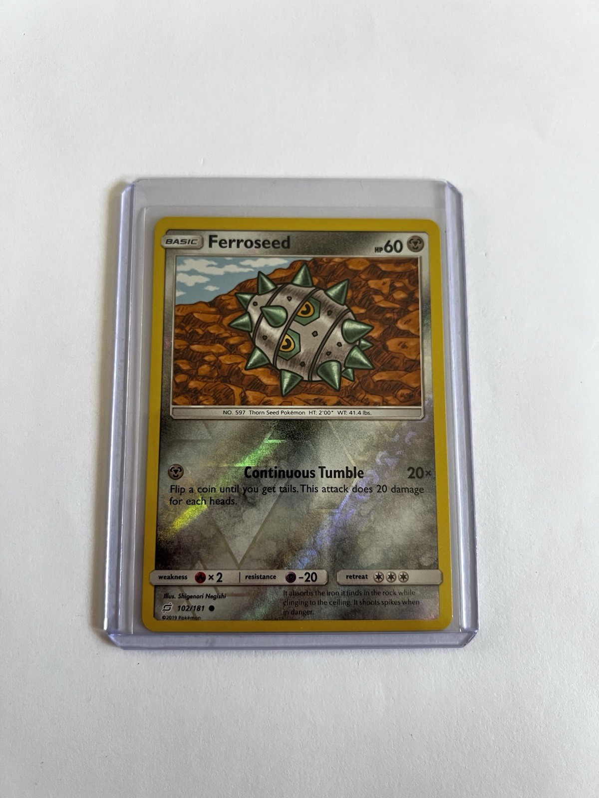 Ferroseed 102/181 Reverse Holo Card Team Up Pokemon TCG NM/LP  ✨