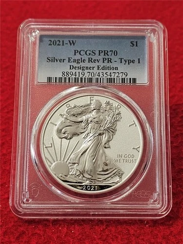 2021-W American Silver Eagle ASE DOLLAR TYPE 1 PCGS REV PR 70 DESIGNER ED #T1795