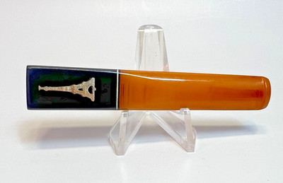 1930's French Butterscotch Bakelite Catalin Cigarette Holder Eiffel Tower Inlay