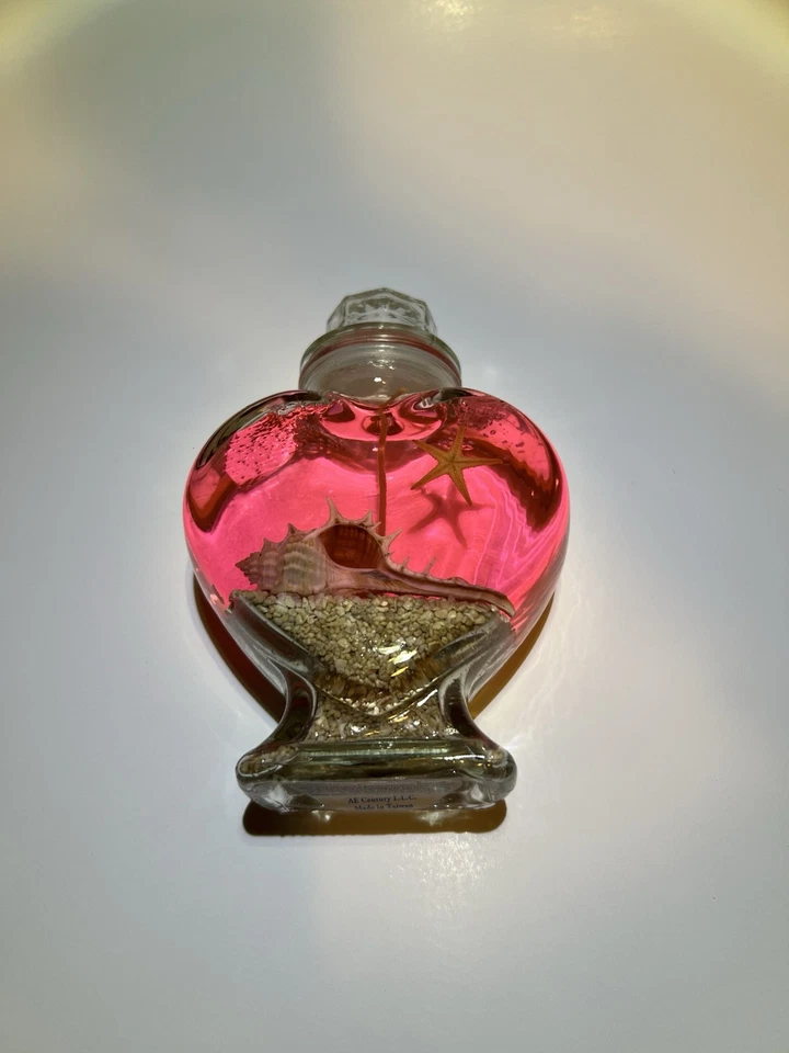 Ocean-Themed Gel Candle In Heart Shaped Jar- Scented & Handcrafted Gift (Pink) - Image 4 of 4