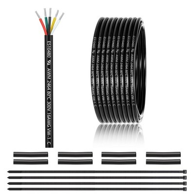 16 Gauge 5 Conductor Electrical Wire 25FT, UL 2464 16 AWG 5 Wire Cable Tinned Co