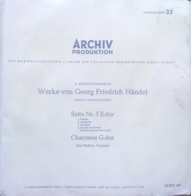 Händel / Karl Richter Suite Nr. 5 E-dur / Chaconne G-dur Vinyl Single 10inch