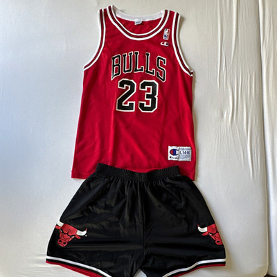 Champion Chicago Bulls Jordan 23 Trikot + Shorts Set Kinder L 14-16 Rot/Schwarz