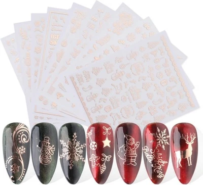 MARKE HUIFOO Nagelsticker Weihnachten, Glitzer 9 Blatt Nail Art Sticker, Nagelaufkleber