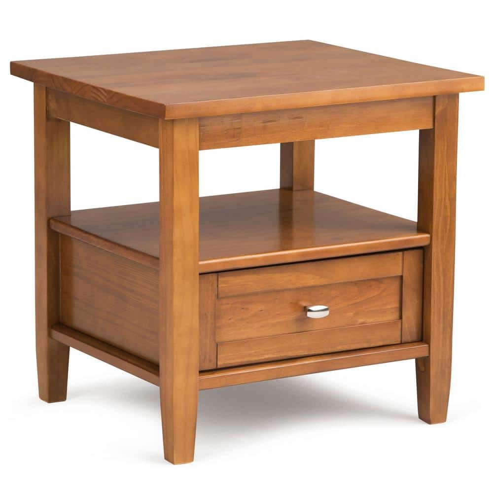 Warm Shaker Solid Wood 20 in.Wide Rectangle Transitional End Side Table in Light