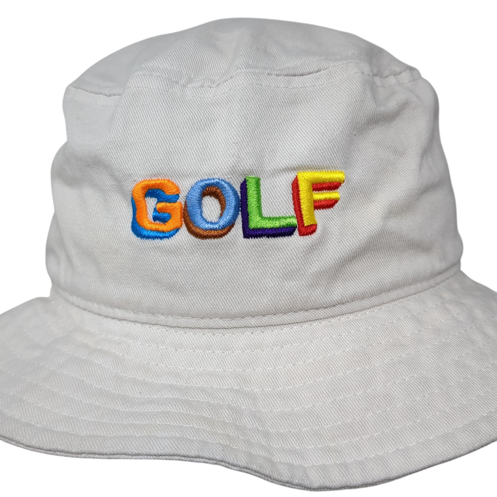 Golf Bucket Hat Solid White One Size Embroidered … - image 1