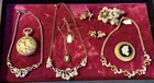 Vtg Gold tone Jewelry LISNER NECKLACE  TRIFARI EARRINGS MILAN WATCH WISHBONE PIN