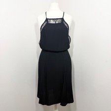 Reformation Lace Trim Black Mini Dress Size S Backless A Line Strappy Sleeveless