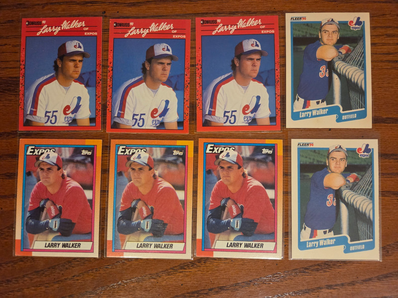 Larry Walker HOF Rookie Baseball Card Lot - 8 cards