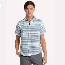 THE NORMAL BRANDMEN'S FRESHWATER INDIGO SHORT SLEEVE BUTTON DOWN SHIRT large