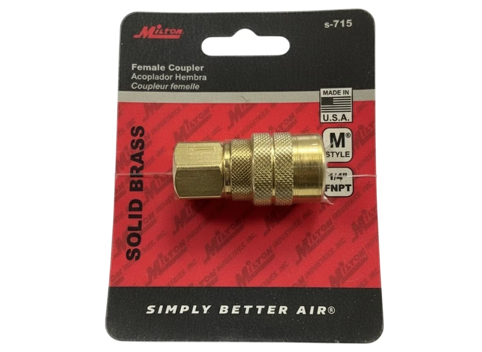 Milton S-715 M Style 1/4" Female NPT Brass Body Quick Change Coupler - Lot of 8 - Image 3 of 4