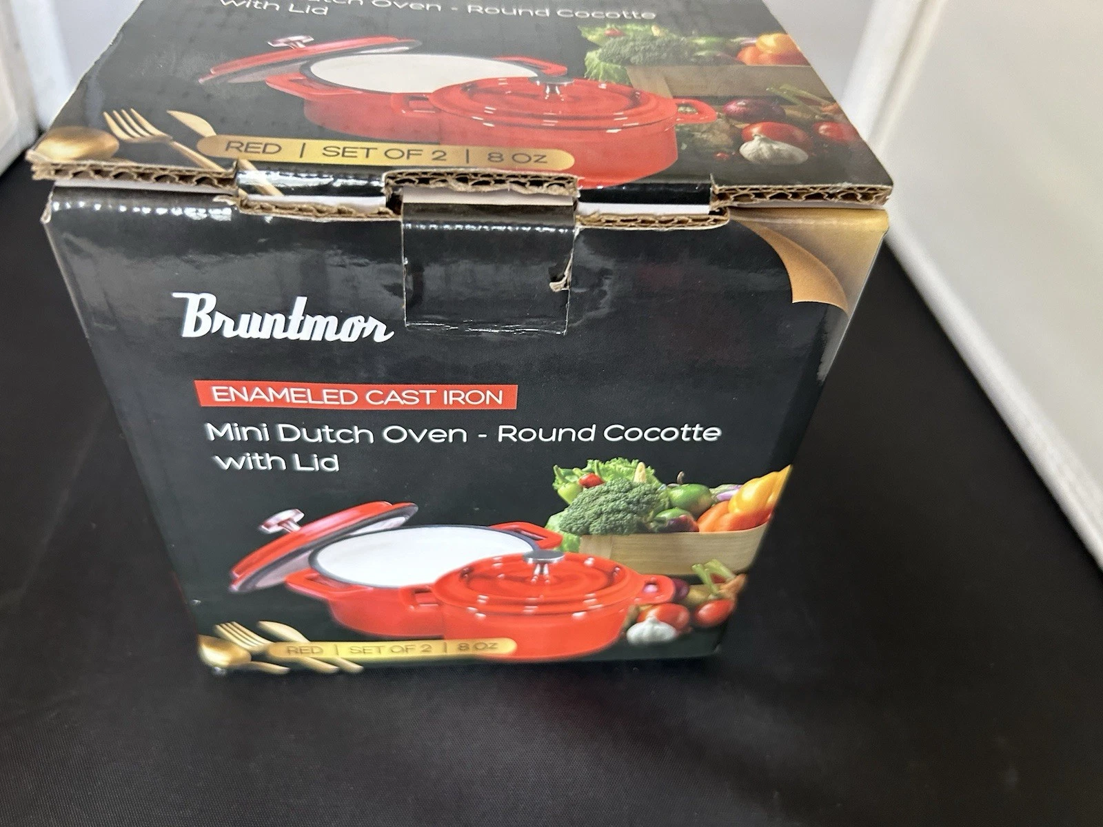 Bruntmor Enameled Cast Iron Mini Dutch Oven Red