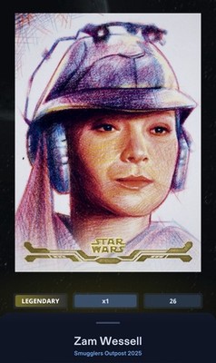 Zam Wessell Art Gold 50cc Legendary Star Wars Card Trader Smugglers Outpost