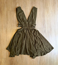 Windsor Windsor Olive Green V-Neck Mini Dress w/ Side Cutout Details - Size M