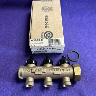 WIRSBO 3 Loop Brass Manifold 1-1/4'' W/ Valves A2533220   NEW