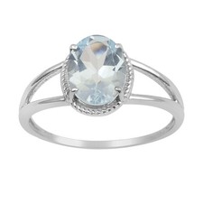 1.60 Ctw Oval Blue Topaz 925 Sterling Silver Solitaire Split Shank Ring