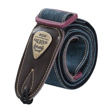 Widened Genuine Leather End Guitar Strap Demin Adjustable Electric Acoustic Bass