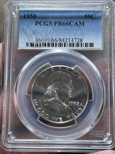 1958 Cameo Proof Franklin Half Dollar PCGS PR66 CAM