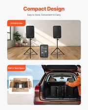 Portable PA System, 300W Powered, Sound System Set with 8 Channel Mixer, Dual Sp