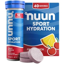 Nuun Sport Electrolyte Tablets Fruit Punch 4 Pack 40 Servings Hydration Support