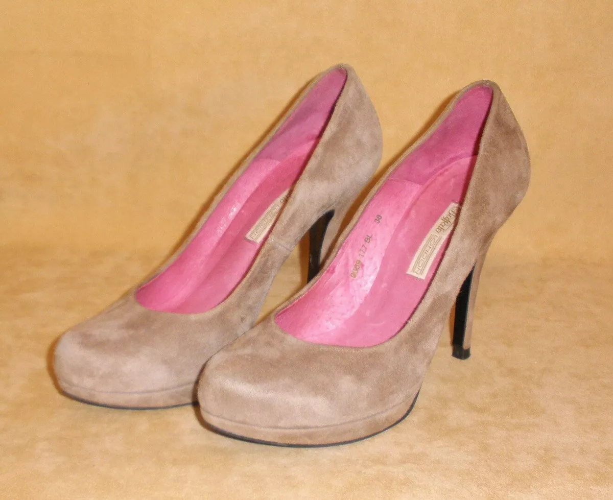 Buffalo London Taupe Suede Leather Women&#039;s w/ Platform Sz 38 | eBay