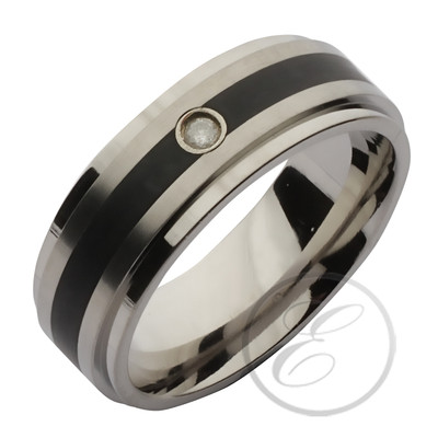 Titan Ring Design flach Hof Diamant Ehering 8 mm Band