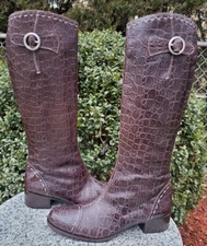Furla Rare Brown Animal Embossed Leather Knee High Boots Size : 37eu, 6.5us