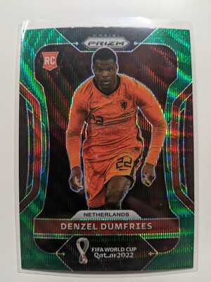 2022 Panini Prizm FIFA World Cup Qatar Denzel Dumfries RC Green Wave Netherlands