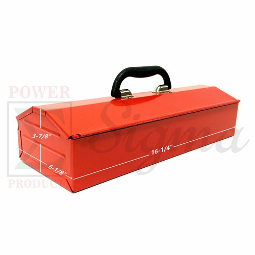 Sigma Portable Steel Tool Box Red W/ Handle & Lock 16-1/4"W x 6-1/8"D x 3-7/8"H - Picture 3 of 6