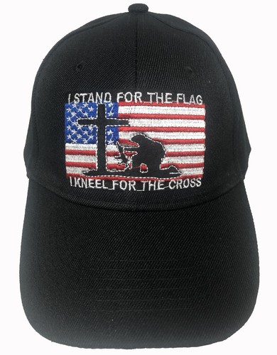 I STAND FOR THE FLAG I KNEEL FOR THE CROSS USA Adjustable Baseball cap Hats Lot - Picture 10 of 37