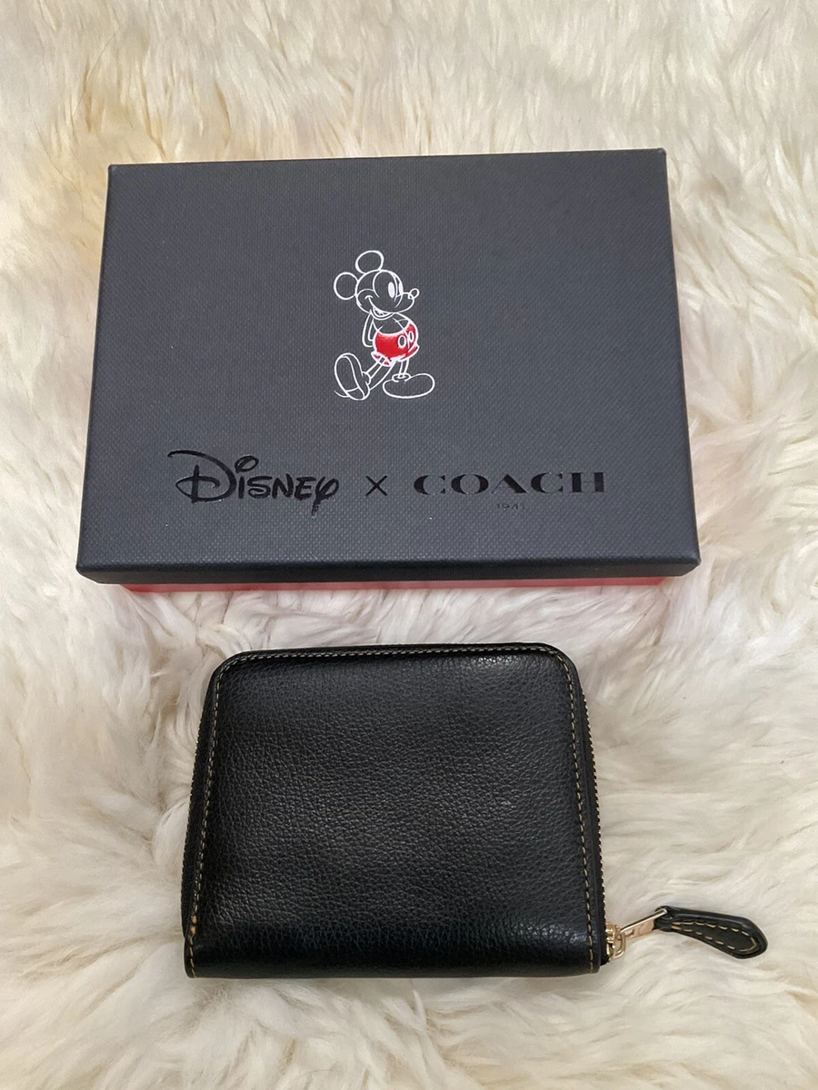 Coach Boxed Minnie Mouse ID Leather Case Black