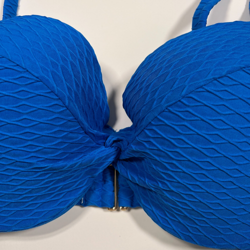 Victoria Secret 36D TWIST FRONT Push Up Bikini Top Underwire Textured Blue - Picture 4 of 7