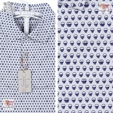 PETER MILLAR Summer Comfort Golf Polo Double Skull    L LARGE    White Blue