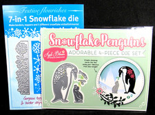 Snowflake Penguins Die Set Adult and Baby with Snowflake Border Die Unused