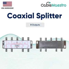 8 Way  Power Pass Coax Splitter TV 5-2300MHz Satellite RG6 RG59 Coaxial Cable