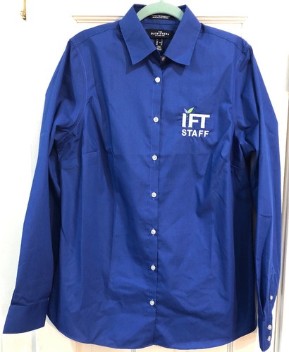 IFT Staff employee button up shirt blue 12 Tall - Picture 2 of 6