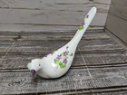 Fenton Bird Of Happiness Milk Glass Purple Violet Flower Design Signed