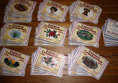 100 ORIGINAL VINTAGE 1930S NEW JERSEY CRANBERRY CRATE LABELS 10EA X 10 DIFFERENT - Picture 2 of 9