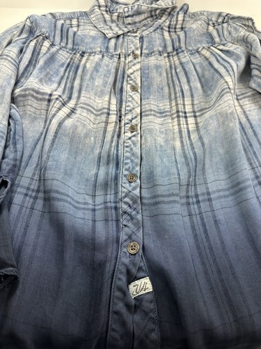 Top vintage Havana Chambray Ombré a cuadros con botones para mujer mediano alto-bajo de gran tamaño - Imagen 5 de 7