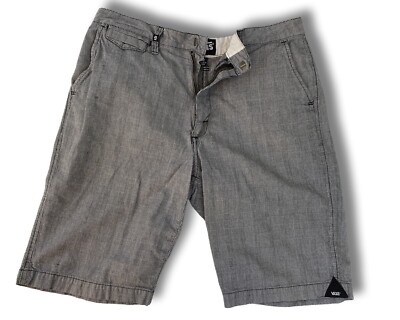 Mens 32 Casual Shorts Glen Check Plaid Flat Front Chino inseam 9.5
