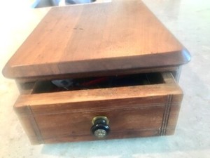  Victorian walnut dresser drawer with brass/black lacquered drwr pull