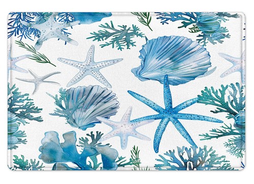 Juego de cortinas de ducha Coastal Beach azul concha marina y estrellas de mar para decoración de baño - Imagen 14 de 21