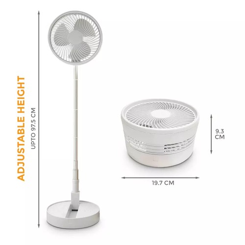 Kingavon USB Rechargeable Telescopic Folding Fan Portable Cordless Desktop Fan - Picture 3 of 19