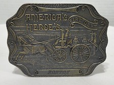 VTG BOSTON America's Heroes Fire Department Brass Belt Buckle 2.75" x 3.75"
