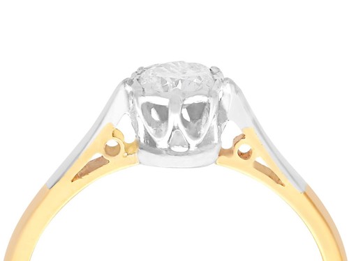 18ct Yellow Gold Vintage 0.35ct Diamond Engagement Ring Size K - Picture 2 of 12