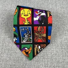 Looney Tunes Stamp Collection Mens Tie Necktie Vintage 90s Warner Bros
